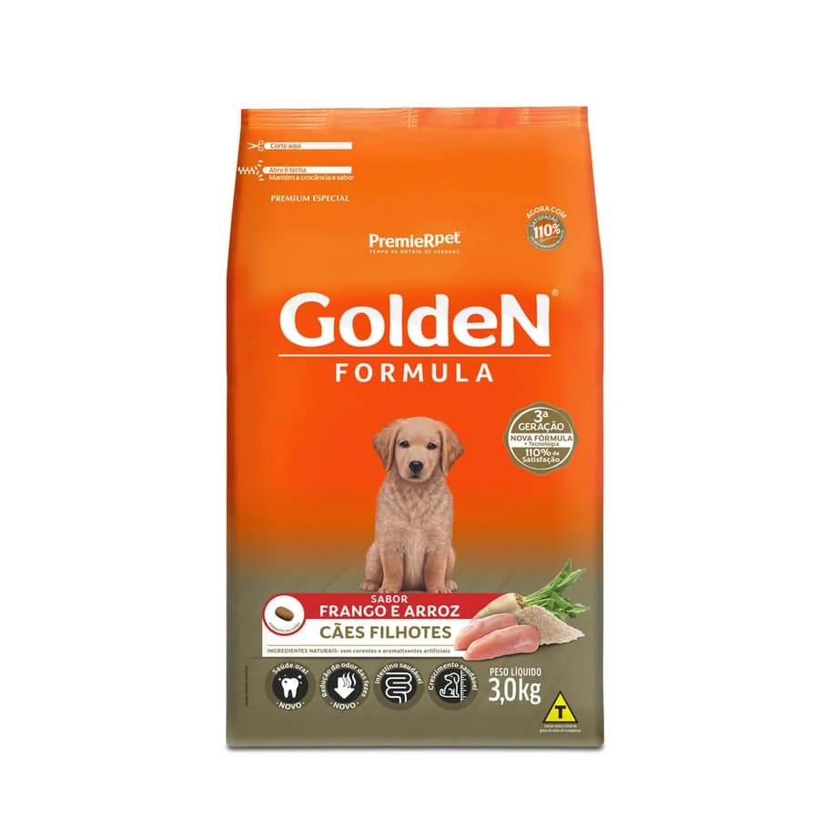 Ração Golden Formula Cães Filhotes Frango, Arroz e Vegetais, REF ILP007