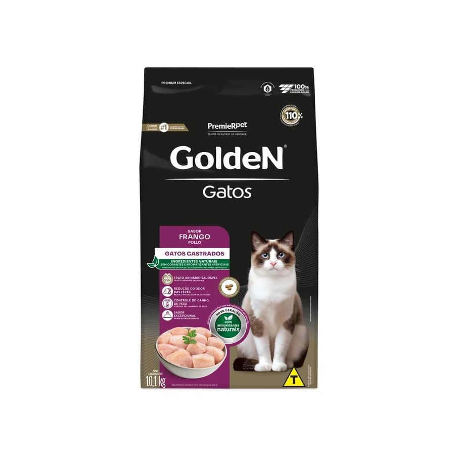 Ração Golden Gatos Adultos Castrados Frango, REF ILP009