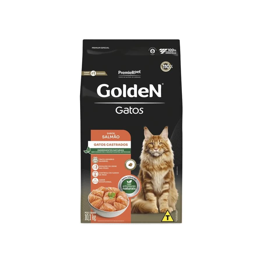 Ração Golden Gatos Adultos Castrados Salmão, REF ILP010