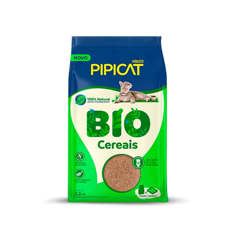Granulado Higiênico Biodegradável para Gatos Pipicat Bio Cereais, REF ILP022