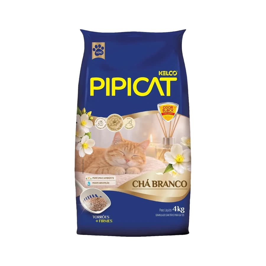 Granulado Higiênico para Gatos Pipicat Chá Branco, REF ILP023