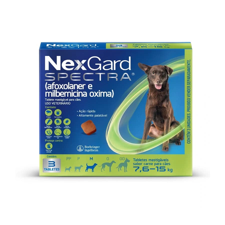 NexGard Spectra para Cães de 7,6 a 15kg, REF ILP027