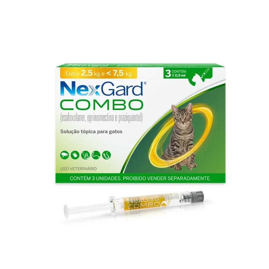 NexGard Combo para Gatos de 2,5 a 7,5kg, REF ILP029