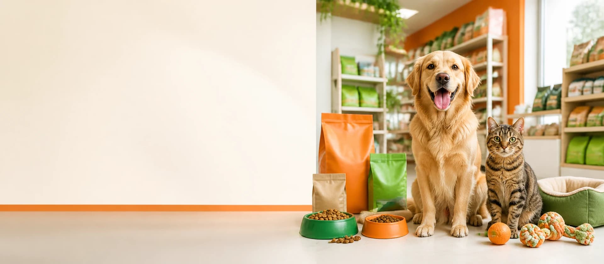 Cão e gato juntos em um ambiente claro